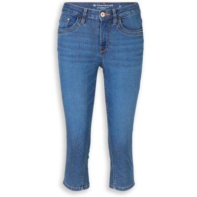 TOM TAILOR Damen TTLENE SLIM Capri Jeans mit hohem Stretch, blau, Uni, Gr. 28 TOM TAILOR Damen TTLENE SLIM Capri Jeans mit hohem Stretch, blau, Uni, Gr. 28