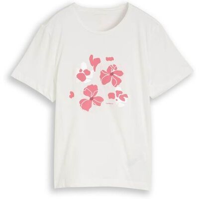 TOM TAILOR Damen T-Shirt mit Print, weiß, Uni, Gr. XL TOM TAILOR Damen T-Shirt mit Print, weiß, Uni, Gr. XL