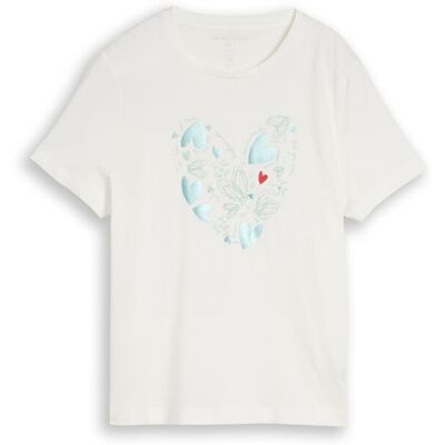 TOM TAILOR Damen T-Shirt mit Print, weiß, Uni, Gr. M TOM TAILOR Damen T-Shirt mit Print, weiß, Uni, Gr. M