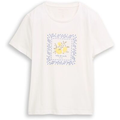 TOM TAILOR Damen T-Shirt mit Print, weiß, Uni, Gr. XXXL TOM TAILOR Damen T-Shirt mit Print, weiß, Uni, Gr. XXXL
