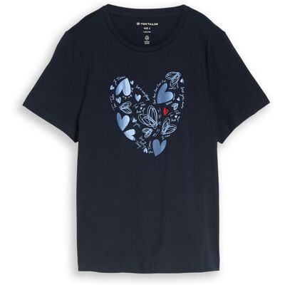 TOM TAILOR Damen T-Shirt mit Print, blau, Uni, Gr. M TOM TAILOR Damen T-Shirt mit Print, blau, Uni, Gr. M