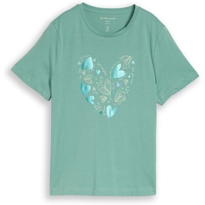 TOM TAILOR Damen T-Shirt mit Print, grün, Uni, Gr. M TOM TAILOR Damen T-Shirt mit Print, grün, Uni, Gr. M