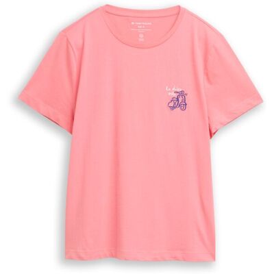 TOM TAILOR Damen T-Shirt mit Print, rosa, Uni, Gr. S TOM TAILOR Damen T-Shirt mit Print, rosa, Uni, Gr. S