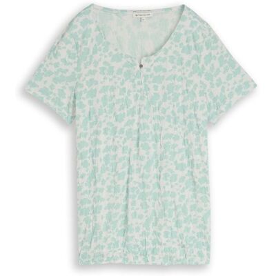 TOM TAILOR Damen Crinkle T-Shirt mit Muster, grün, Gemustert, Gr. M TOM TAILOR Damen Crinkle T-Shirt mit Muster, grün, Gemustert, Gr. M