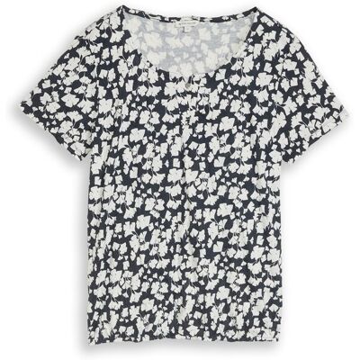 TOM TAILOR Damen Crinkle T-Shirt mit Muster, blau, Gemustert, Gr. XL TOM TAILOR Damen Crinkle T-Shirt mit Muster, blau, Gemustert, Gr. XL