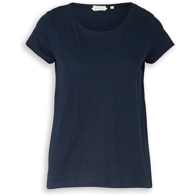 TOM TAILOR Damen T-Shirt aus Baumwolle, blau, Uni, Gr. XL TOM TAILOR Damen T-Shirt aus Baumwolle, blau, Uni, Gr. XL