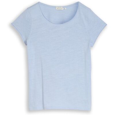 TOM TAILOR Damen T-Shirt aus Baumwolle, blau, Uni, Gr. S TOM TAILOR Damen T-Shirt aus Baumwolle, blau, Uni, Gr. S