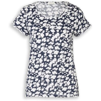 TOM TAILOR Damen T-Shirt aus Baumwolle, blau, Gemustert, Gr. M TOM TAILOR Damen T-Shirt aus Baumwolle, blau, Gemustert, Gr. M