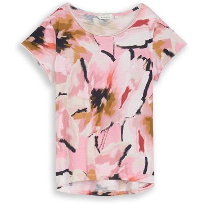TOM TAILOR Damen T-Shirt aus Baumwolle, rosa, Gemustert, Gr. S TOM TAILOR Damen T-Shirt aus Baumwolle, rosa, Gemustert, Gr. S