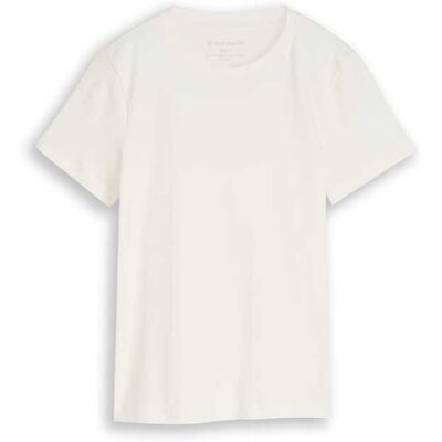 TOM TAILOR Damen Basic T-Shirt aus Baumwolle, weiß, Uni, Gr. S TOM TAILOR Damen Basic T-Shirt aus Baumwolle, weiß, Uni, Gr. S