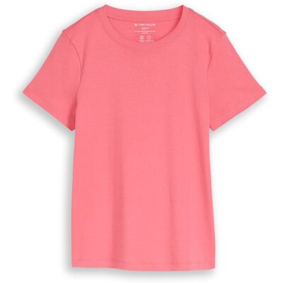 TOM TAILOR Damen Basic T-Shirt aus Baumwolle, rosa, Uni, Gr. S TOM TAILOR Damen Basic T-Shirt aus Baumwolle, rosa, Uni, Gr. S