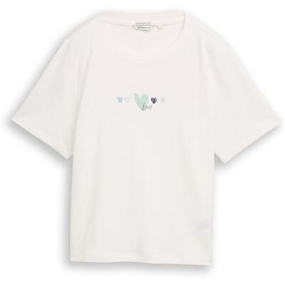 TOM TAILOR Damen T-Shirt aus Baumwolle, weiß, Uni, Gr. S TOM TAILOR Damen T-Shirt aus Baumwolle, weiß, Uni, Gr. S