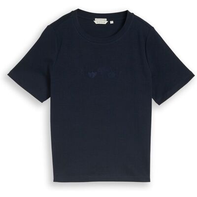 TOM TAILOR Damen T-Shirt aus Baumwolle, blau, Uni, Gr. S TOM TAILOR Damen T-Shirt aus Baumwolle, blau, Uni, Gr. S