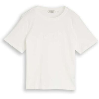 TOM TAILOR Damen T-Shirt aus Baumwolle, weiß, Uni, Gr. M TOM TAILOR Damen T-Shirt aus Baumwolle, weiß, Uni, Gr. M
