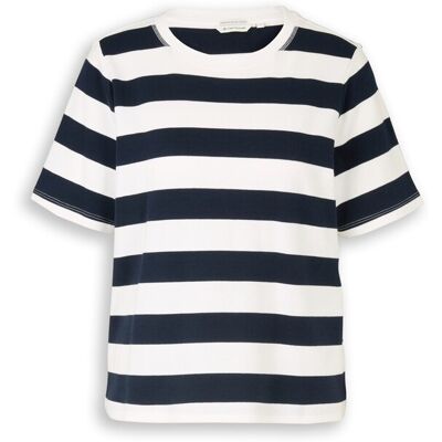 TOM TAILOR Damen T-Shirt aus Baumwolle, blau, Gestreift, Gr. XXXL TOM TAILOR Damen T-Shirt aus Baumwolle, blau, Gestreift, Gr. XXXL