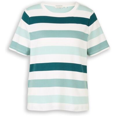TOM TAILOR Damen T-Shirt aus Baumwolle, grün, Gestreift, Gr. L TOM TAILOR Damen T-Shirt aus Baumwolle, grün, Gestreift, Gr. L