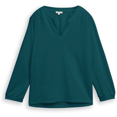 TOM TAILOR Damen Langarmshirt mit Raffungen, grün, Uni, Gr. S TOM TAILOR Damen Langarmshirt mit Raffungen, grün, Uni, Gr. S