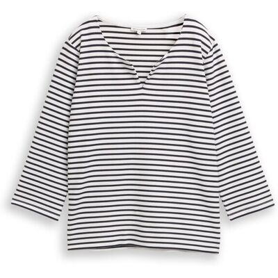 TOM TAILOR Damen Langarmshirt mit Streifenmuster, blau, Gestreift, Gr. S TOM TAILOR Damen Langarmshirt mit Streifenmuster, blau, Gestreift, Gr. S