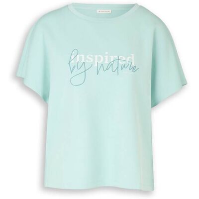 TOM TAILOR Damen Loose Fit Scuba T-Shirt mit Print, blau, Uni, Gr. S TOM TAILOR Damen Loose Fit Scuba T-Shirt mit Print, blau, Uni, Gr. S