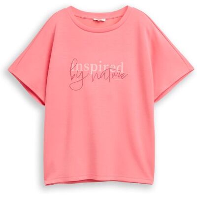 TOM TAILOR Damen Loose Fit Scuba T-Shirt mit Print, rosa, Uni, Gr. S TOM TAILOR Damen Loose Fit Scuba T-Shirt mit Print, rosa, Uni, Gr. S