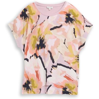 TOM TAILOR Damen T-Shirt im Material-Mix, rosa, Gemustert, Gr. S TOM TAILOR Damen T-Shirt im Material-Mix, rosa, Gemustert, Gr. S
