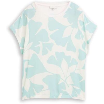 TOM TAILOR Damen T-Shirt im Material-Mix, grün, Gemustert, Gr. S TOM TAILOR Damen T-Shirt im Material-Mix, grün, Gemustert, Gr. S