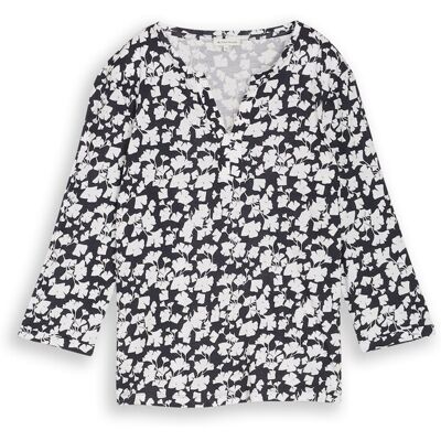 TOM TAILOR Damen Langarmshirt mit Muster, blau, Gemustert, Gr. S TOM TAILOR Damen Langarmshirt mit Muster, blau, Gemustert, Gr. S