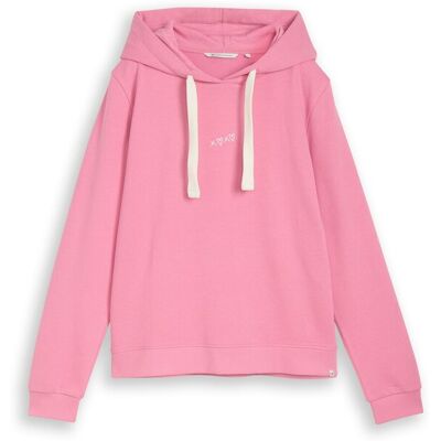 TOM TAILOR DENIM Damen Hoodie Sweatshirt mit Stickerei, rosa, Uni, Gr. L TOM TAILOR DENIM Damen Hoodie Sweatshirt mit Stickerei, rosa, Uni, Gr. L