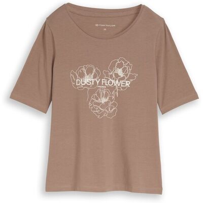 TOM TAILOR Damen T-Shirt mit Print, braun, Uni, Gr. XS TOM TAILOR Damen T-Shirt mit Print, braun, Uni, Gr. XS
