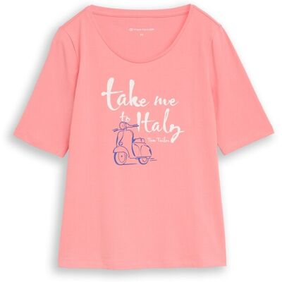 TOM TAILOR Damen T-Shirt mit Print, rosa, Uni, Gr. S TOM TAILOR Damen T-Shirt mit Print, rosa, Uni, Gr. S