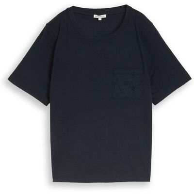 TOM TAILOR Damen Boxy Fit T-Shirt mit Brusttasche, blau, Uni, Gr. S TOM TAILOR Damen Boxy Fit T-Shirt mit Brusttasche, blau, Uni, Gr. S