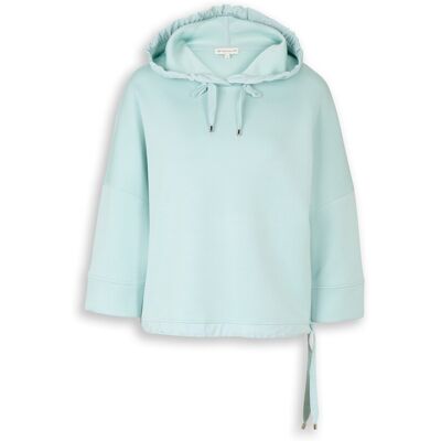 TOM TAILOR Damen Hoodie Sweatshirt aus Scuba, blau, Uni, Gr. XL TOM TAILOR Damen Hoodie Sweatshirt aus Scuba, blau, Uni, Gr. XL