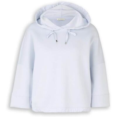 TOM TAILOR Damen Hoodie Sweatshirt aus Scuba, blau, Uni, Gr. M TOM TAILOR Damen Hoodie Sweatshirt aus Scuba, blau, Uni, Gr. M