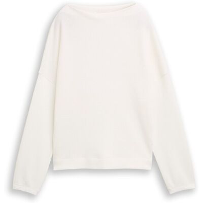 TOM TAILOR Damen Sweatshirt mit Stehkragen, weiß, Uni, Gr. XXL TOM TAILOR Damen Sweatshirt mit Stehkragen, weiß, Uni, Gr. XXL