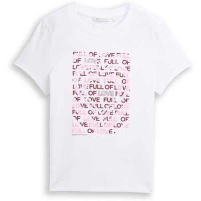 TOM TAILOR DENIM Damen T-Shirt aus Baumwolle, weiß, Uni, Gr. L TOM TAILOR DENIM Damen T-Shirt aus Baumwolle, weiß, Uni, Gr. L