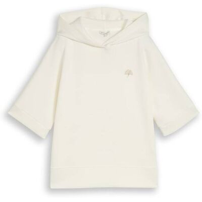 TOM TAILOR Damen Hoodie Sweatshirt aus Scuba, weiß, Uni, Gr. M TOM TAILOR Damen Hoodie Sweatshirt aus Scuba, weiß, Uni, Gr. M