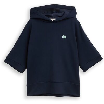 TOM TAILOR Damen Hoodie Sweatshirt aus Scuba, blau, Uni, Gr. M TOM TAILOR Damen Hoodie Sweatshirt aus Scuba, blau, Uni, Gr. M