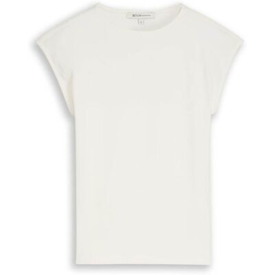 TOM TAILOR DENIM Damen Slim Fit T-Shirt mit Rippstruktur, weiß, Uni, Gr. XL TOM TAILOR DENIM Damen Slim Fit T-Shirt mit Rippstruktur, weiß, Uni, Gr. XL