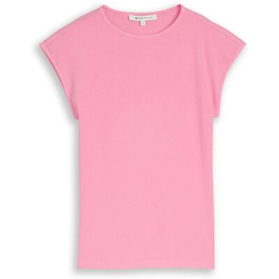 TOM TAILOR DENIM Damen Slim Fit T-Shirt mit Rippstruktur, rosa, Uni, Gr. XL TOM TAILOR DENIM Damen Slim Fit T-Shirt mit Rippstruktur, rosa, Uni, Gr. XL