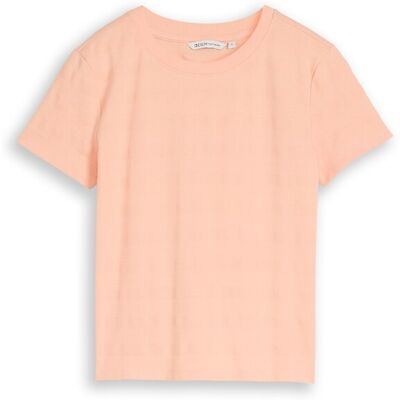 TOM TAILOR DENIM Damen Jacquard T-Shirt mit Rundhalsausschnitt, orange, Uni, Gr. XS TOM TAILOR DENIM Damen Jacquard T-Shirt mit Rundhalsausschnitt, orange, Uni, Gr. XS