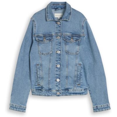 TOM TAILOR Damen Jeansjacke mit Eingriffstaschen, blau, Uni, Gr. XS TOM TAILOR Damen Jeansjacke mit Eingriffstaschen, blau, Uni, Gr. XS