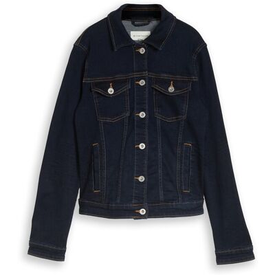 TOM TAILOR Damen Jeansjacke mit Eingriffstaschen, blau, Uni, Gr. S TOM TAILOR Damen Jeansjacke mit Eingriffstaschen, blau, Uni, Gr. S