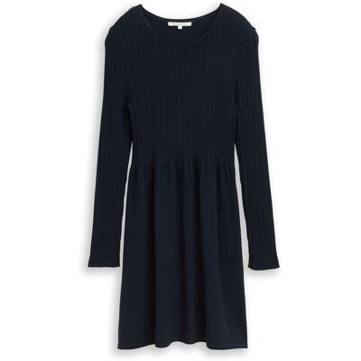 TOM TAILOR DENIM Damen Mini-Kleid mit Rippstruktur, blau, Uni, Gr. XL TOM TAILOR DENIM Damen Mini-Kleid mit Rippstruktur, blau, Uni, Gr. XL
