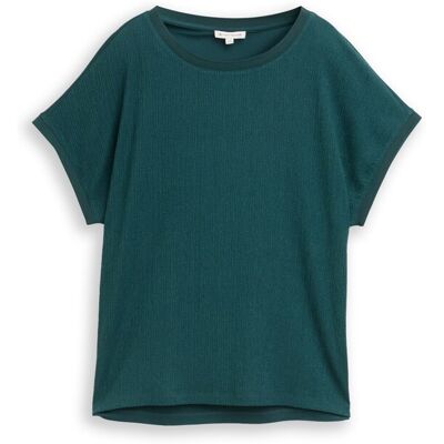 TOM TAILOR Damen T-Shirt im Material-Mix, grün, Uni, Gr. S TOM TAILOR Damen T-Shirt im Material-Mix, grün, Uni, Gr. S