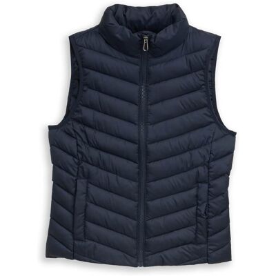 TOM TAILOR Damen Lightweight Steppweste aus wasserabweisendem Material, blau, Uni, Gr. XS TOM TAILOR Damen Lightweight Steppweste aus wasserabweisendem Material, blau, Uni, Gr. XS
