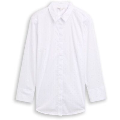 TOM TAILOR Damen Plus Size - Loose Fit Bluse mit Strasssteinen, weiß, Uni, Gr. 44 TOM TAILOR Damen Plus Size - Loose Fit Bluse mit Strasssteinen, weiß, Uni, Gr. 44