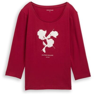 TOM TAILOR Damen Langarmshirt mit Print, rot, Uni, Gr. M TOM TAILOR Damen Langarmshirt mit Print, rot, Uni, Gr. M