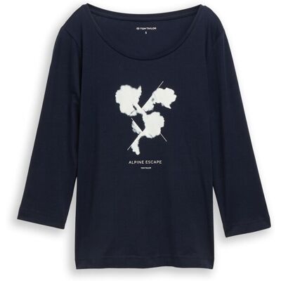 TOM TAILOR Damen Langarmshirt mit Print, blau, Uni, Gr. M TOM TAILOR Damen Langarmshirt mit Print, blau, Uni, Gr. M