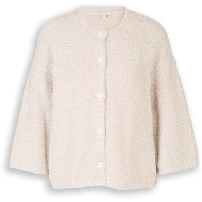 TOM TAILOR Damen Loose Fit Cardigan mit 3/4-Arm, weiß, Meliert, Gr. XL TOM TAILOR Damen Loose Fit Cardigan mit 3/4-Arm, weiß, Meliert, Gr. XL
