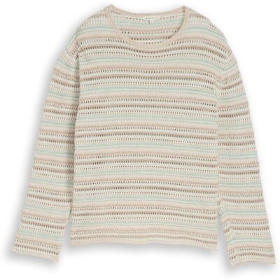 TOM TAILOR Damen Loose Fit Strickpullover mit Streifenmuster, blau, Gestreift, Gr. XS TOM TAILOR Damen Loose Fit Strickpullover mit Streifenmuster, blau, Gestreift, Gr. XS